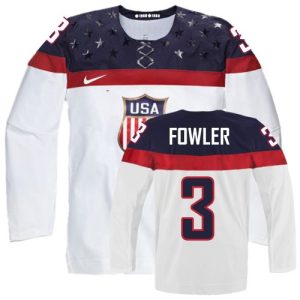 Olympic Hockey Cam Fowler Authentic Herren Weiß – Team USA #3 Heim 2014